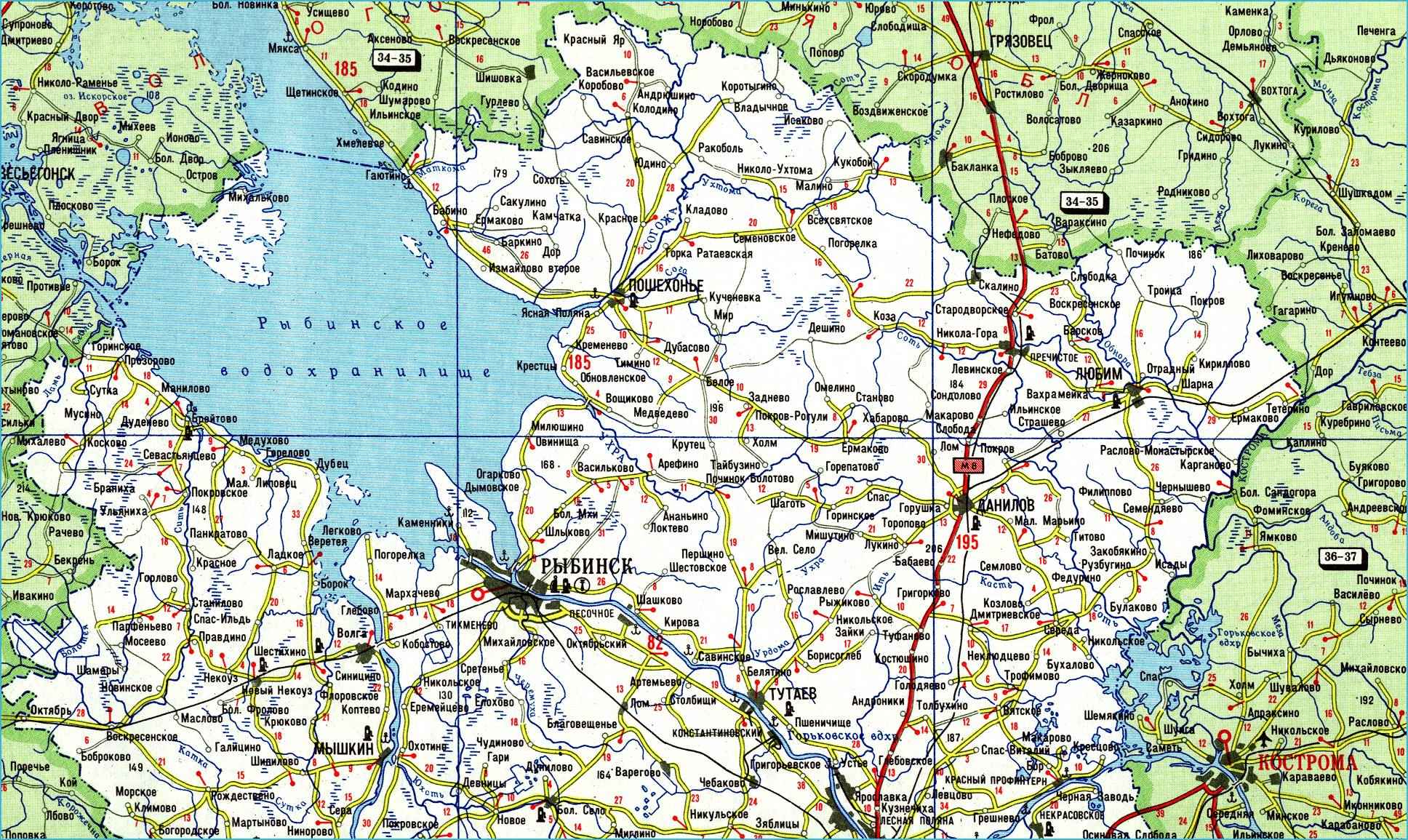 Карта автодорог Ярославской области подробная