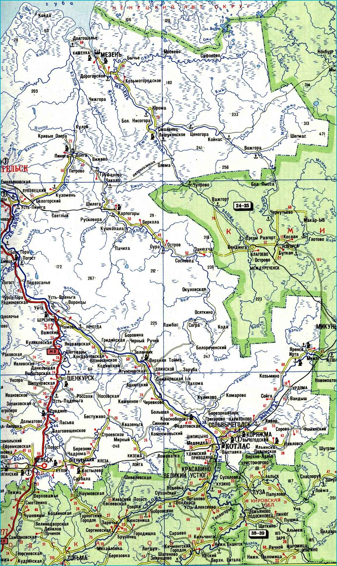 Карта дорог архангельской области